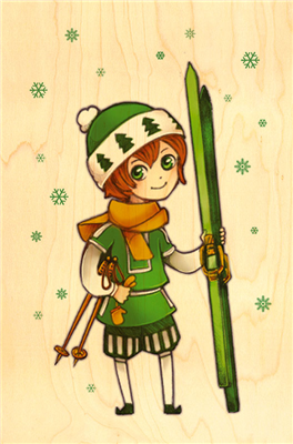 Carte postale petit skieur