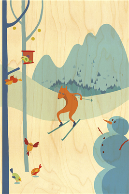 Carte postale renard skiant