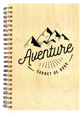 CARN1096 carnet couverture bois aventure