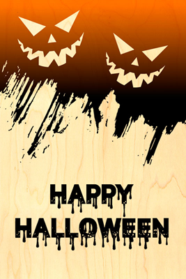 carte bois EV046 halloween grimaces