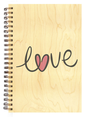 CARN1089 carnet couverture bois love