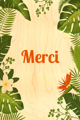 Carte en bois merci tropical