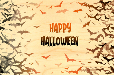 carte bois EV048 halloween chauve-souris