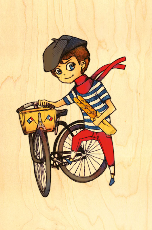 Carte postale en bois titi parisien