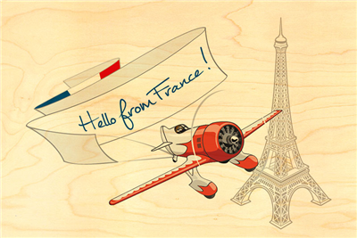 Carte postale avion banderole paris