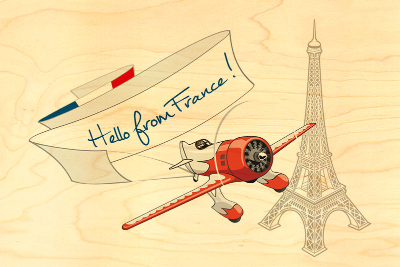 carte postale avion banderole paris