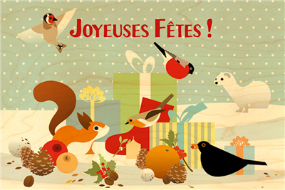 Carte de voeux joyeuses fêtes animaux