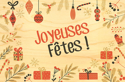 Carte de voeux joyeuses fêtes décoration CVX1084