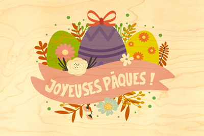 Carte joyeuses pâques violet  EV1117