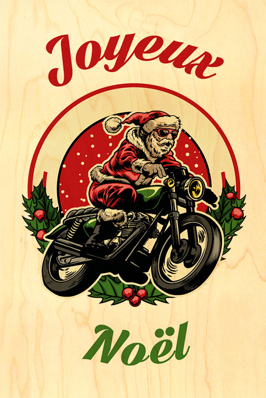 Carte de voeux Père Noël motard CVX050