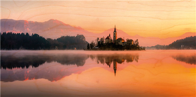 Carte panoramique clocher lac