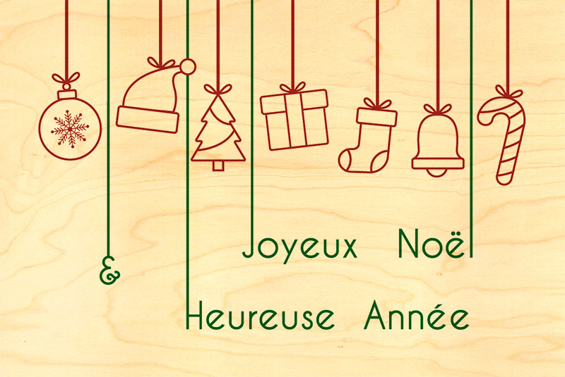 Carte Joyeux Noël et Nouvel An Joyeuses Fêtes Bicyclette