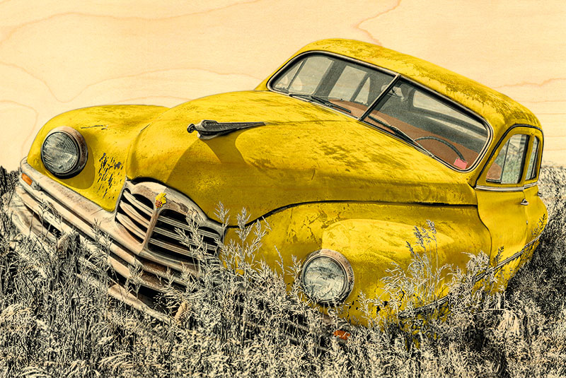 Carte Postale En Bois Voiture Jaune